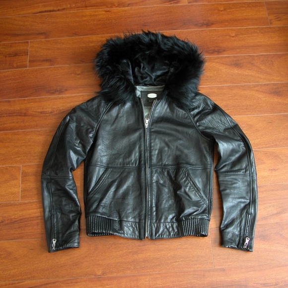 Massimo Dutti Black Leather Moto Jacket XS - Picture 2 of 8